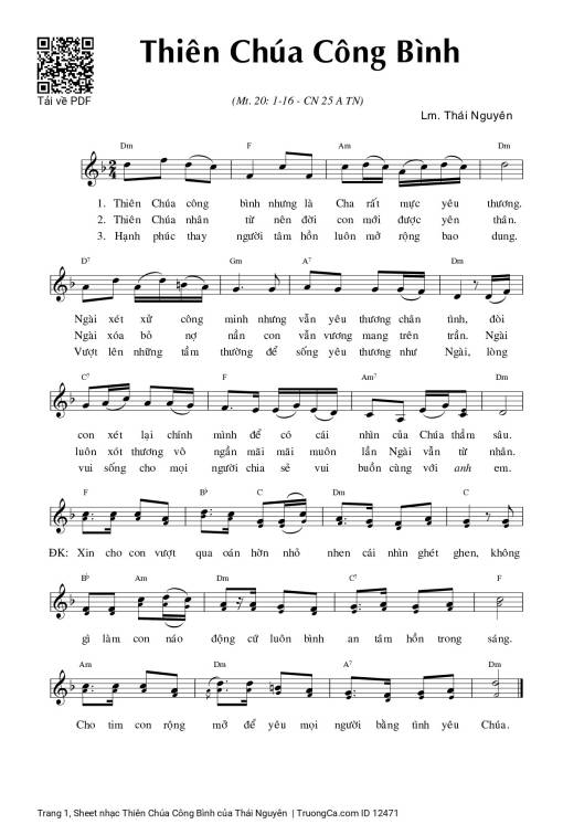 Sheet PDF of Thiên Chúa Công Bình