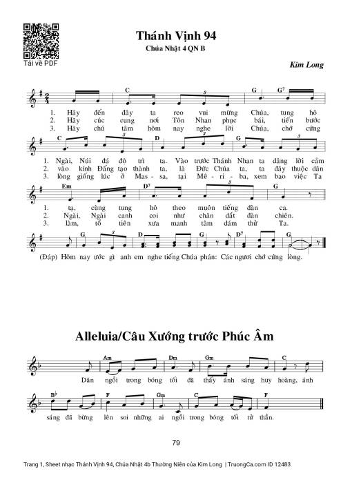 Sheet PDF of Thánh Vịnh 94, Chúa Nhật 4b Thường Niên
