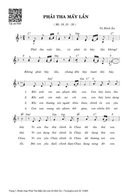 Sheet PDF of Phải Tha Mấy Lần