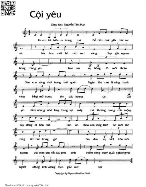 Sheet PDF of Cội yêu - Nguyễn Tâm Hàn