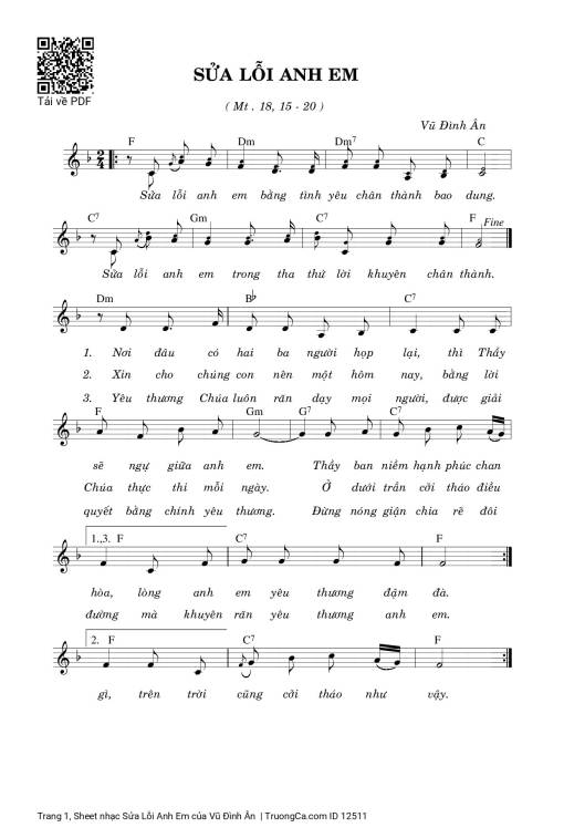 Sheet PDF of Sửa Lỗi Anh Em