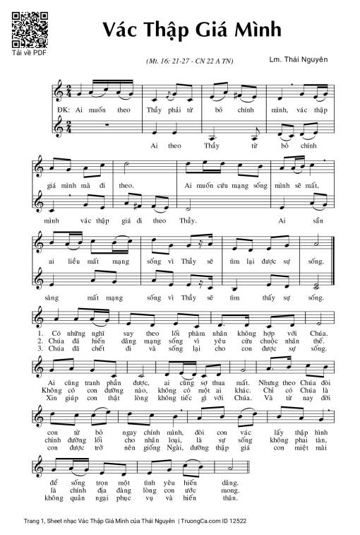 Sheet PDF of Vác Thập Giá Mình