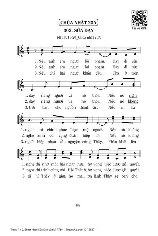 Sheet PDF of Sửa Dạy - Mi Trầm