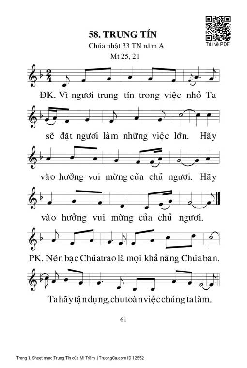Sheet PDF of Trung Tín - Mi Trầm