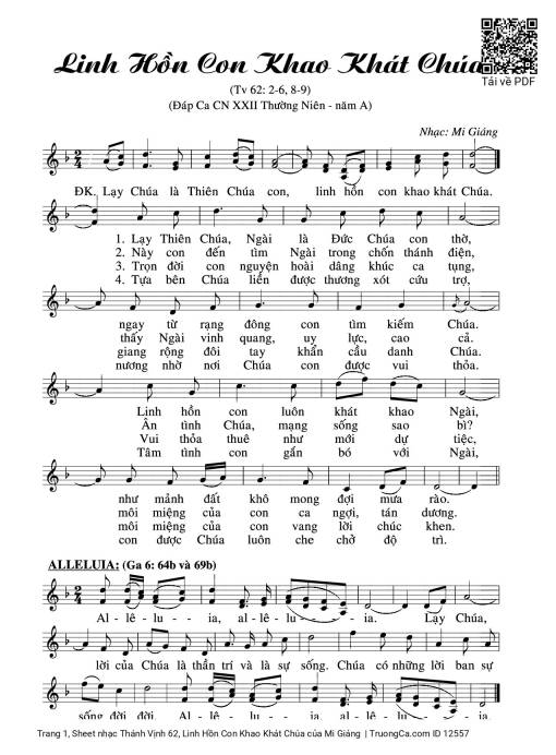 Sheet PDF of Thánh Vịnh 62, Linh Hồn Con Khao Khát Chúa