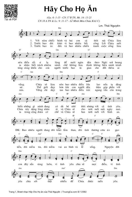 Sheet PDF of Hãy Cho Họ ăn