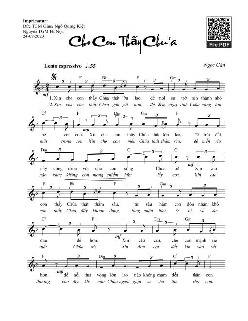 Sheet PDF of Cho Con Thấy Chúa