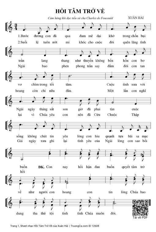 Sheet PDF of Hồi Tâm Trở Về