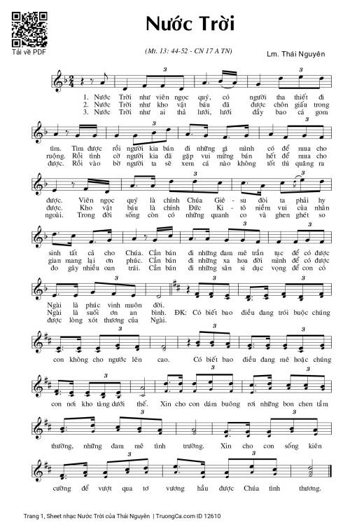 Sheet PDF of Nước Trời - Thái Nguyên