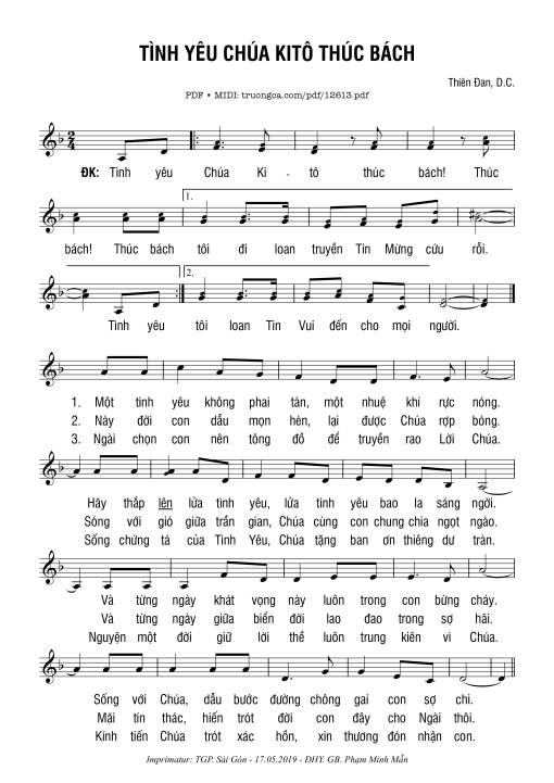 Sheet PDF of Tình Yêu Chúa Kitô Thúc Bách