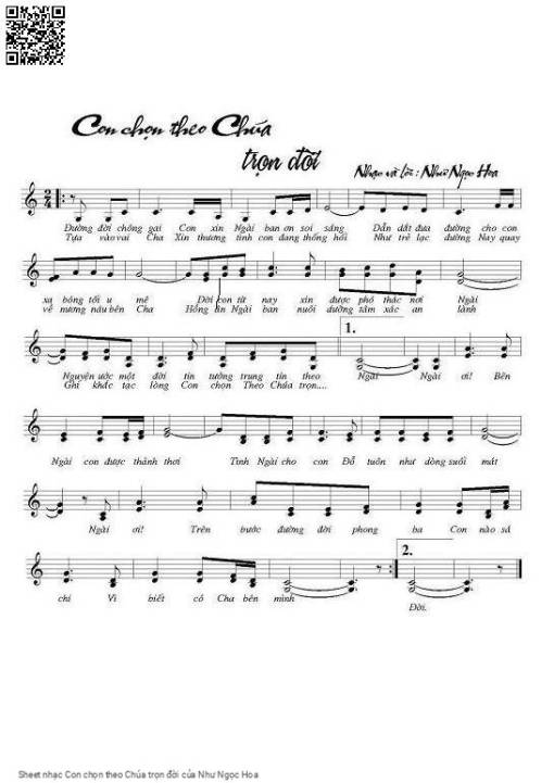 Sheet PDF of Con chọn theo Chúa trọn đời