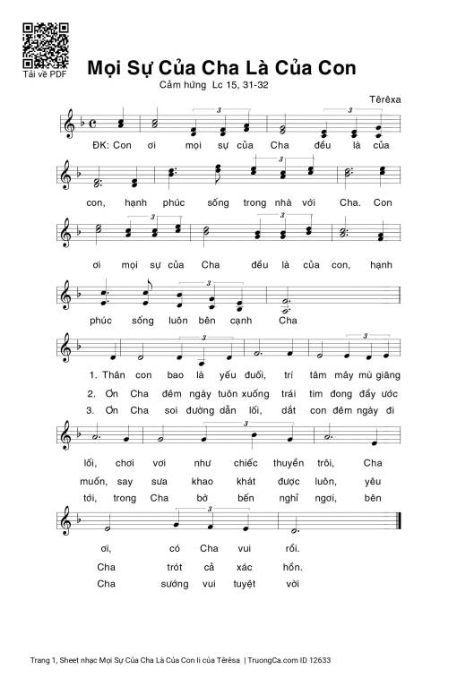 Sheet PDF of Mọi Sự Của Cha Là Của Con Ii