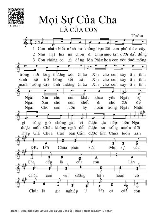Sheet PDF of Mọi Sự Của Cha Là Của Con