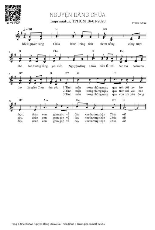 Sheet PDF of Nguyện Dâng Chúa