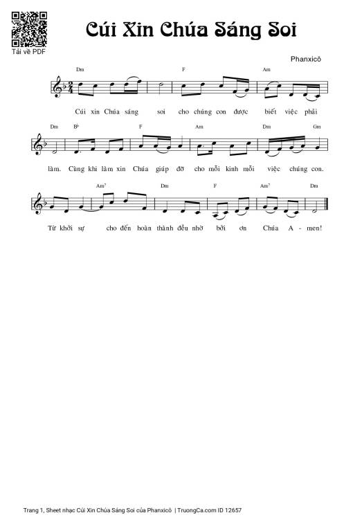 Sheet PDF of Cúi Xin Chúa Sáng Soi