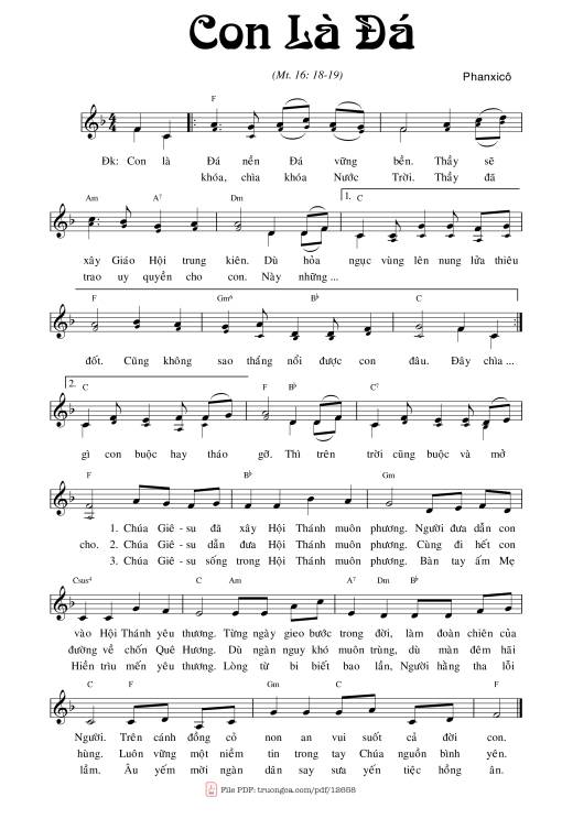 Sheet PDF of Con Là đá - Phanxicô
