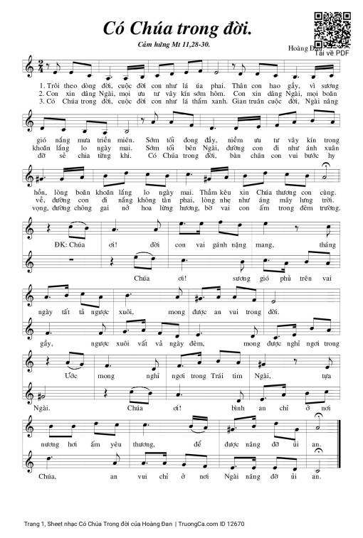 Sheet PDF of Có Chúa Trong đời