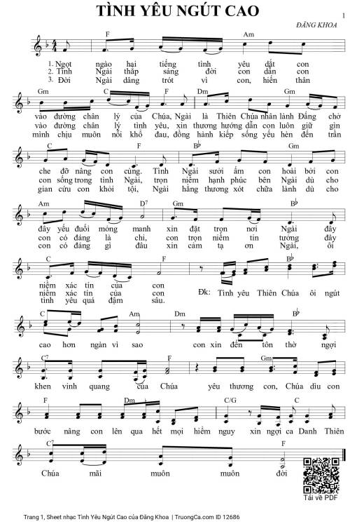Sheet PDF of Tình Yêu Ngút Cao