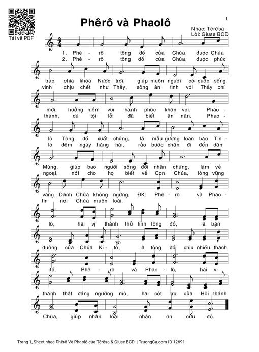 Sheet PDF of Phêrô Và Phaolô