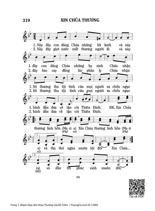 Sheet PDF of Xin Chúa Thương