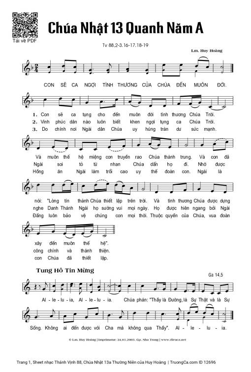 Thánh Vịnh 88, Chúa Nhật 13a Thường Niên