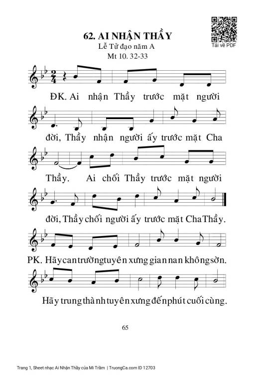 Sheet PDF of Ai Nhận Thầy