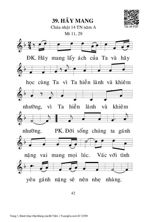 Sheet PDF of Hãy Mang - Mi Trầm