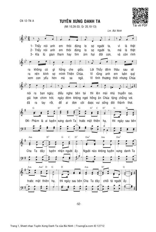 Sheet PDF of Tuyên Xưng Danh Ta