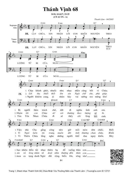 Thánh Vịnh 68, Chúa Nhật 12a Thường Niên