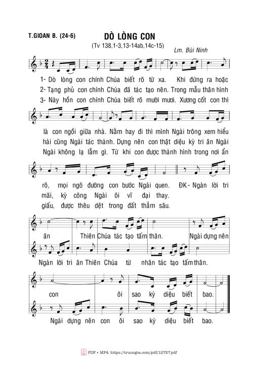 Thánh Vịnh 138, Dò Lòng Con