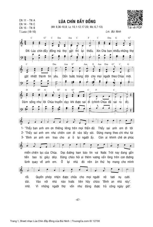 Sheet PDF of Lúa Chín đầy đồng