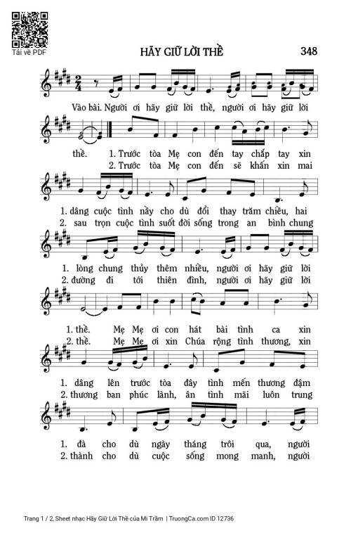 Sheet PDF of Hãy Giữ Lời Thề