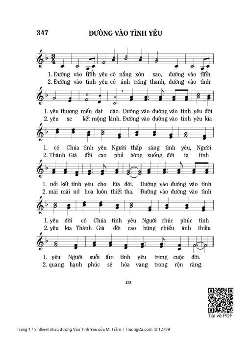 Sheet PDF of đường Vào Tình Yêu