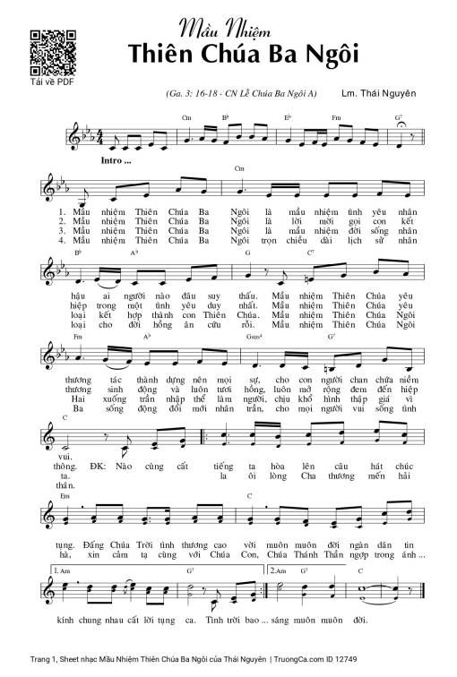 Sheet PDF of Mầu Nhiệm Thiên Chúa Ba Ngôi