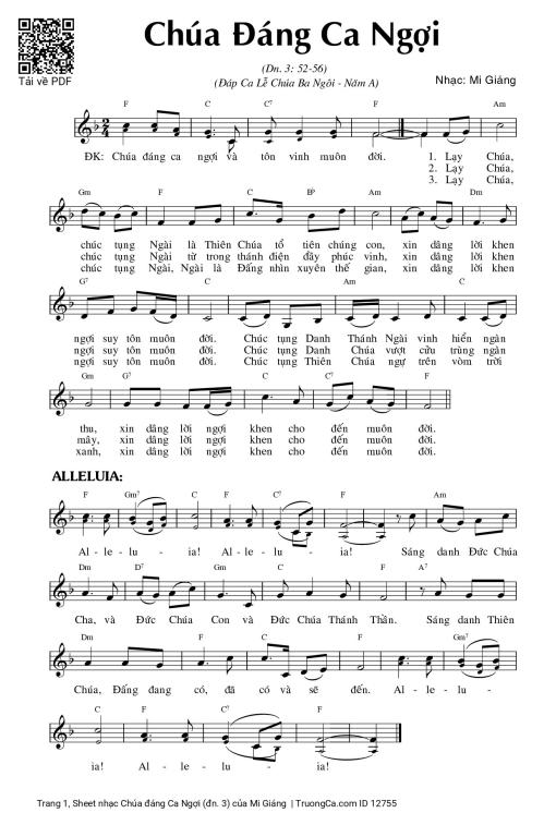 Sheet PDF of Chúa đáng Ca Ngợi (đn. 3)