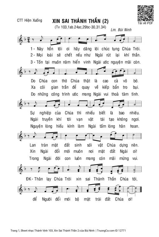 Sheet PDF of Thánh Vịnh 103, Xin Sai Thánh Thần 2