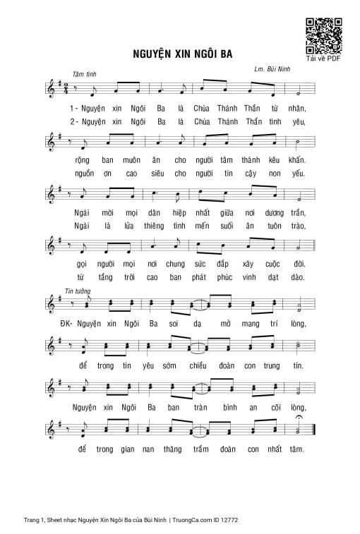 Sheet PDF of Nguyện Xin Ngôi Ba