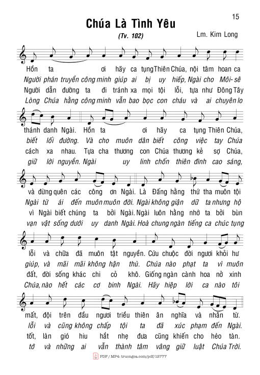 Sheet PDF of Thánh Vịnh 102, Chúa Là Tình Yêu