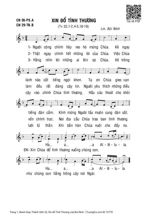 Sheet PDF of Thánh Vịnh 32, Xin đổ Tình Thương