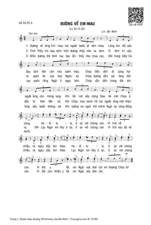 Sheet PDF of đường Về Emmau
