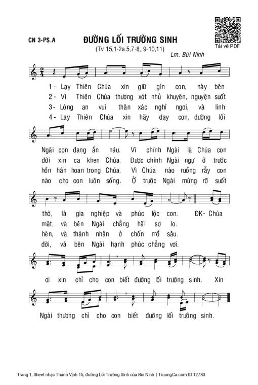 Thánh Vịnh 15, đường Lối Trường Sinh
