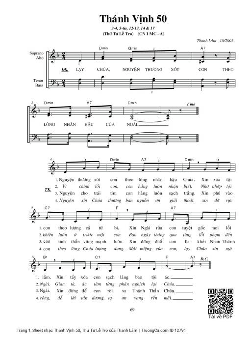 Sheet PDF of Thánh Vịnh 50, Thứ Tư Lễ Tro