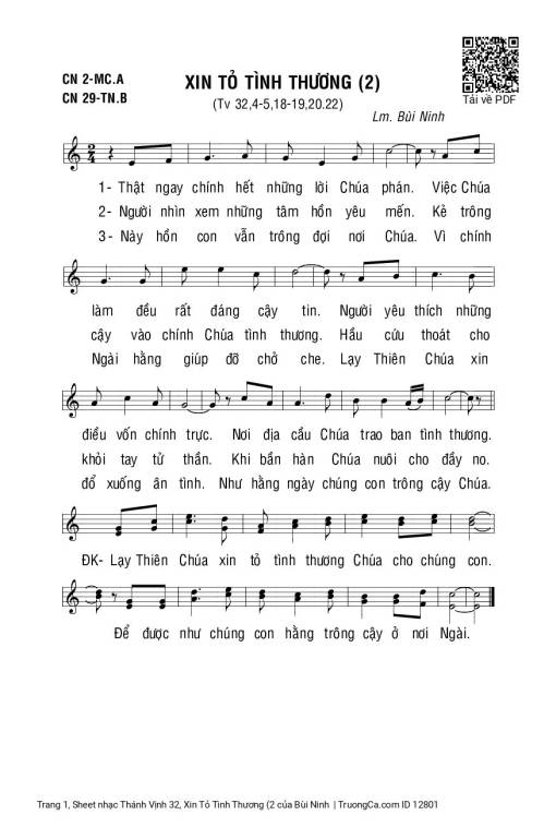 Sheet PDF of Thánh Vịnh 32, Xin Tỏ Tình Thương (2