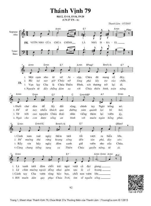 Thánh Vịnh 79, Chúa Nhật 27a Thường Niên