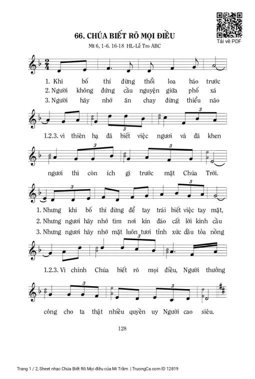 Sheet PDF of Chúa Biết Rõ Mọi điều