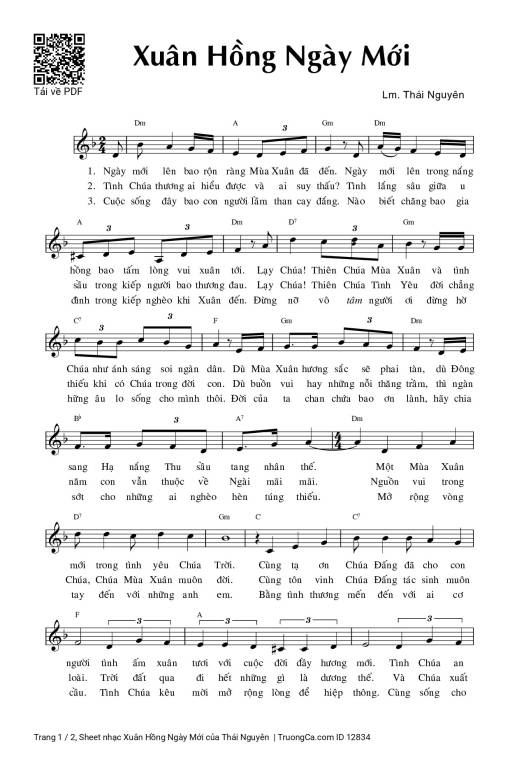 Sheet PDF of Xuân Hồng Ngày Mới