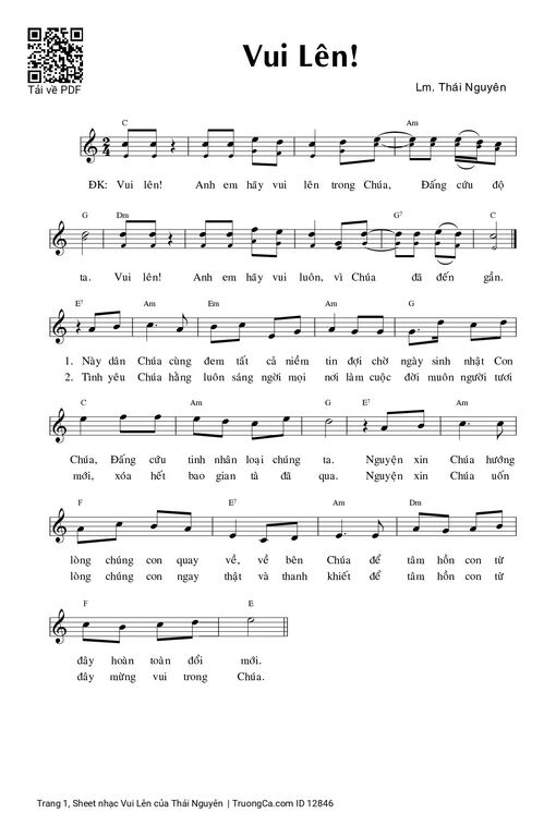 Sheet PDF of Vui Lên - Thái Nguyên