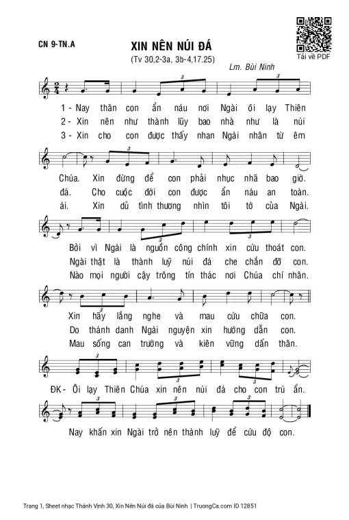 Sheet PDF of Thánh Vịnh 30, Xin Nên Núi đá