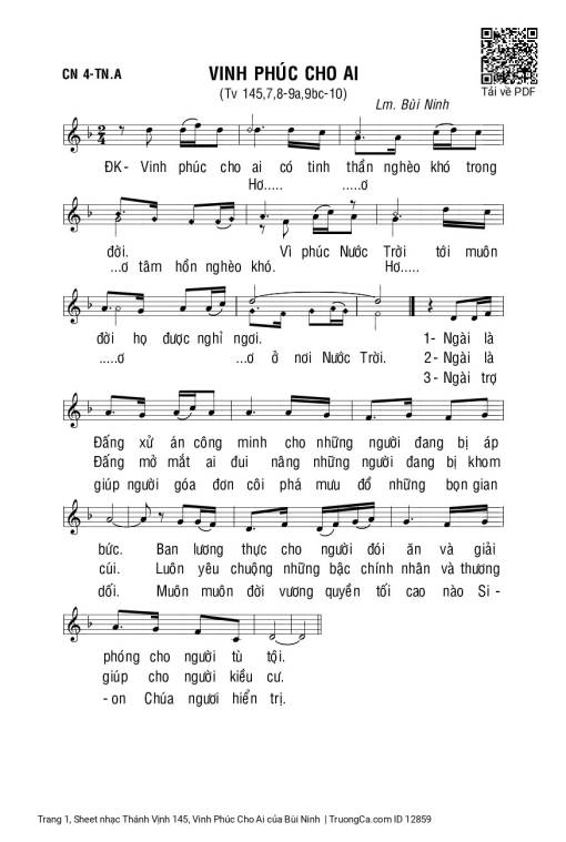 Sheet PDF of Thánh Vịnh 145, Vinh Phúc Cho Ai