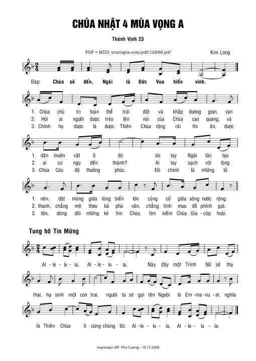 Sheet PDF of Thánh Vịnh 23, Chúa Nhật 4a Mùa Vọng